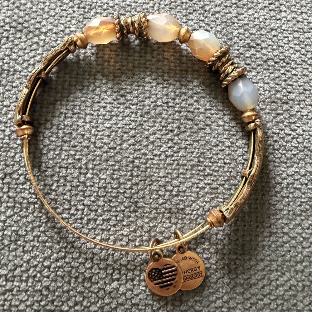Alex and Ani Copper and Gold Adjustable Bangle Bracelet with Stones